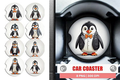 Car Coaster Cute Penguin Sublimation artnoy 