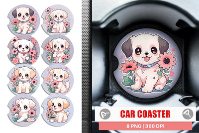 Car Coaster Cute Puppy Illustration Sublimation artnoy 