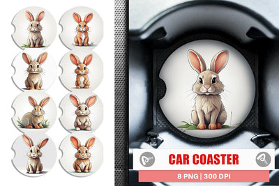 Car Coaster Cute Rabbit Sublimation artnoy 