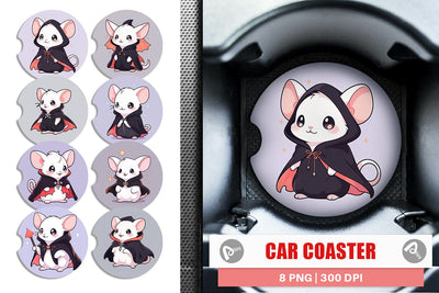 Car Coaster Cute Rat Halloween Sublimation artnoy 