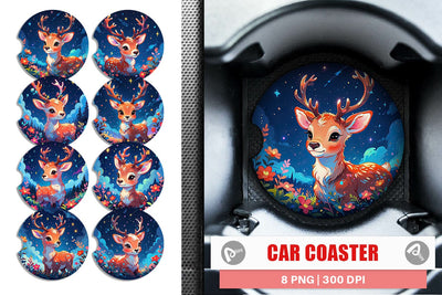 Car Coaster Cute Reindeer Sublimation artnoy 