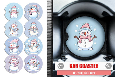 Car Coaster Cute Snowman Illustration Sublimation artnoy 