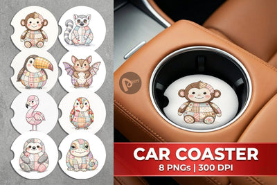 Car Coaster Cute Tropical Patchwork Sublimation artnoy 