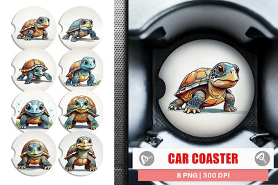 Car Coaster Cute Turtle Sublimation artnoy 
