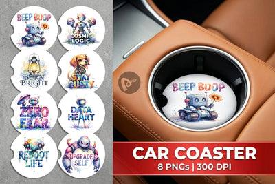 Car Coaster Cute Vintage Robot Quotes Sublimation artnoy 