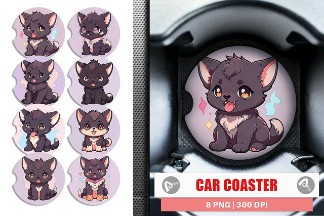 Car Coaster Cute Wolf Halloween Sublimation artnoy 