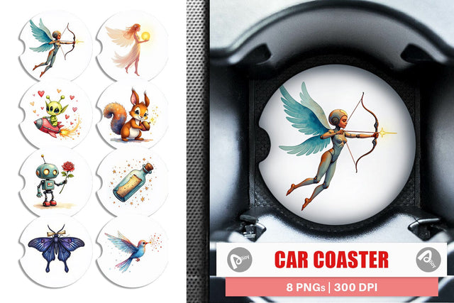 Car Coaster Cybernetic Cupids Cosmic Messengers Sublimation artnoy 