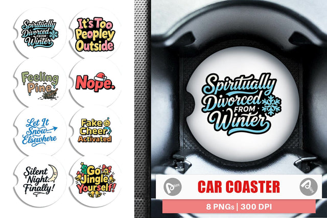 Car Coaster Cynical Christmas Phrases Sublimation artnoy 