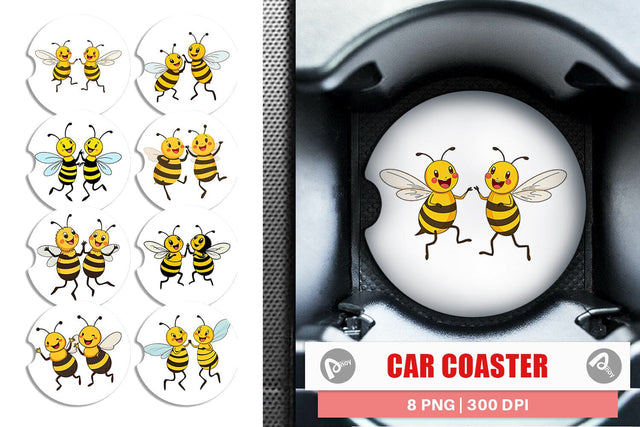 Car Coaster Dancing Bees Sublimation artnoy 