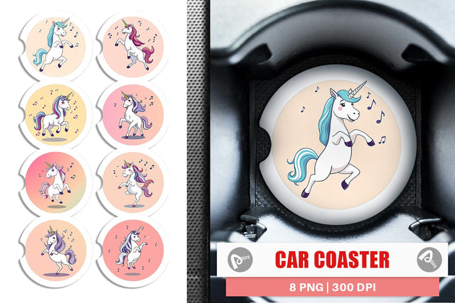 Car Coaster Dancing Unicorn Sublimation artnoy 