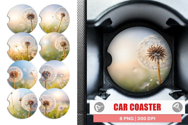 Car Coaster Dandelion Flower Sublimation artnoy 