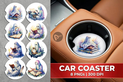 Car Coaster Dark Academia Ghost Reader Sublimation artnoy 