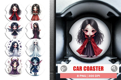 Car Coaster Dark Fantasy Dolls Sublimation artnoy 