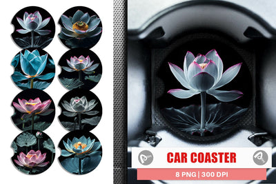 Car Coaster Dark Lotus Flower Sublimation artnoy 