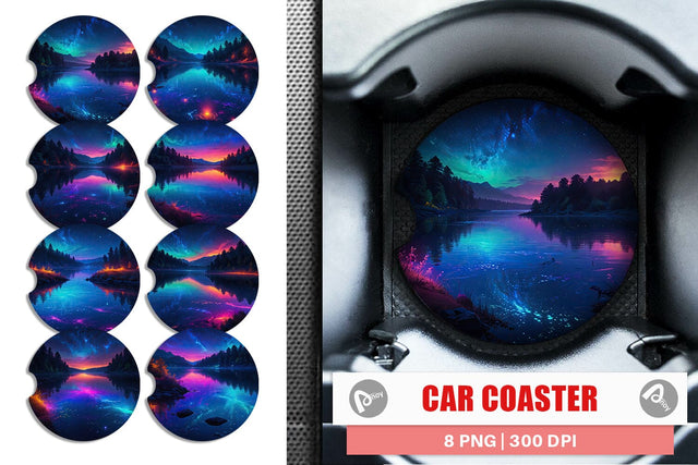 Car Coaster Dark Sunflower Sublimation artnoy 