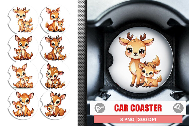 Car Coaster Deer Mother's Day Sublimation artnoy 