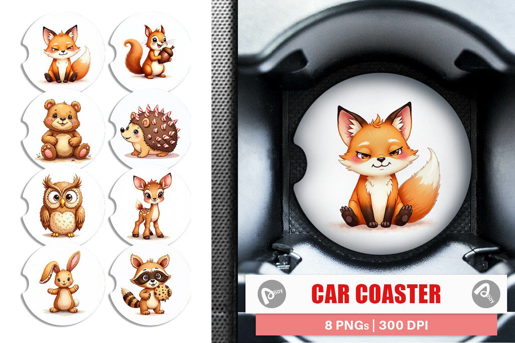 Car Coaster Derpy Gingerbread Woodland Creatures - So Fontsy