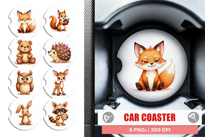 Car Coaster Derpy Gingerbread Woodland Creatures Sublimation artnoy 