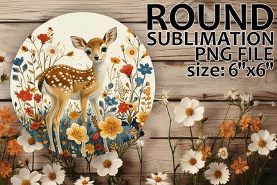 Car Coaster Design featuring Deer and Flowers Sublimation afrosvg 