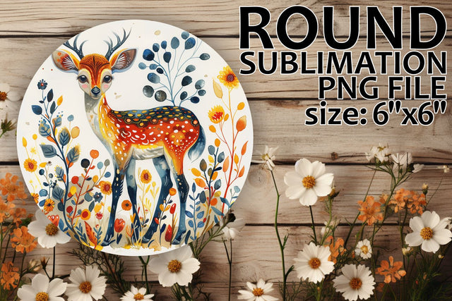 Car Coaster Design with Deer and Floral Pattern Sublimation afrosvg 