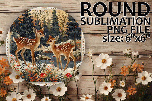 Car Coaster Design with Deer and Floral Pattern Sublimation afrosvg 