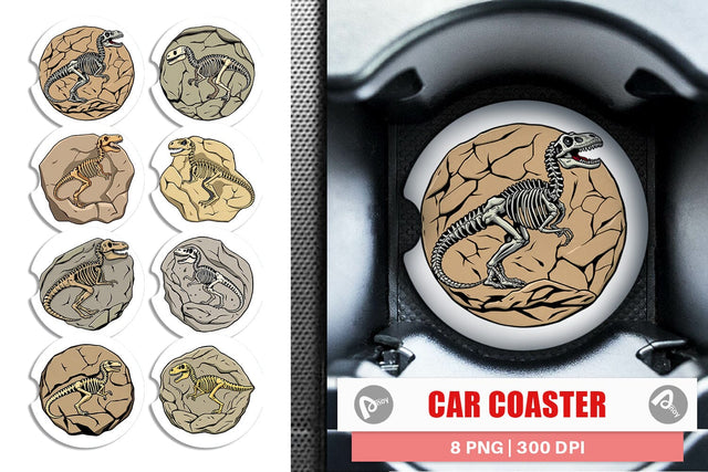 Car Coaster Dino Fossil Sublimation artnoy 