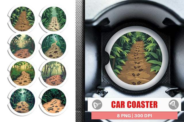 Car Coaster Dino Tracks in Jungle Sublimation artnoy 