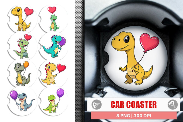 Car Coaster Dino with Balloon Sublimation artnoy 