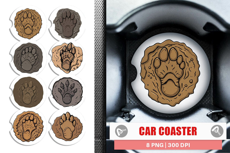 Car Coaster Dinosaur Footprint Sublimation artnoy 