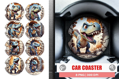 Car Coaster Dinosaurs in Wall Sublimation artnoy 