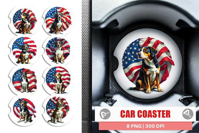 Car Coaster Dog 4th of July Sublimation artnoy 
