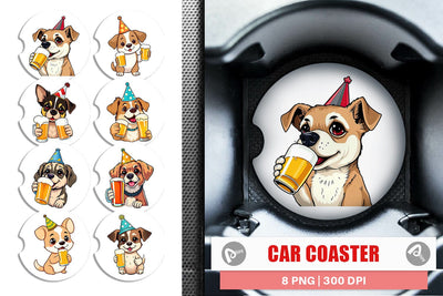 Car Coaster Dog Beer Day Sublimation artnoy 