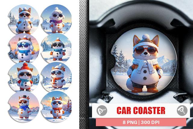 Car Coaster Dog Christmas Sublimation artnoy 