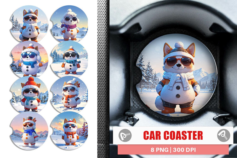 Car Coaster Dog Christmas Sublimation artnoy 