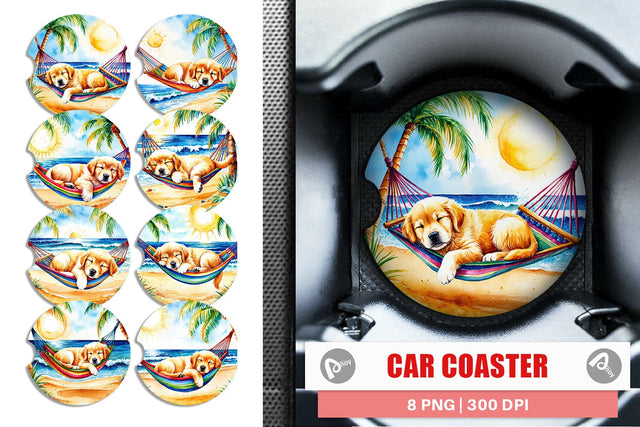 Car Coaster Dog in Summer Hammock Sublimation artnoy 