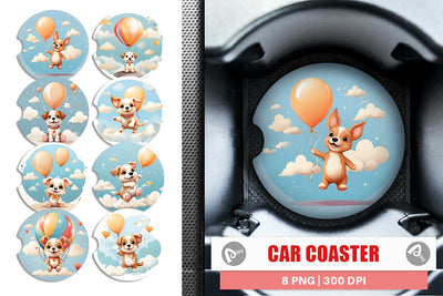 Car Coaster Dog With Balloon Sublimation artnoy 