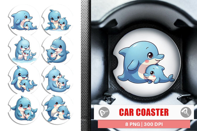 Car Coaster Dolphin Mother's Day Sublimation artnoy 