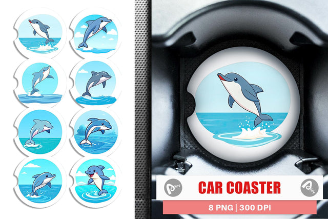 Car Coaster Dolphin Sublimation artnoy 