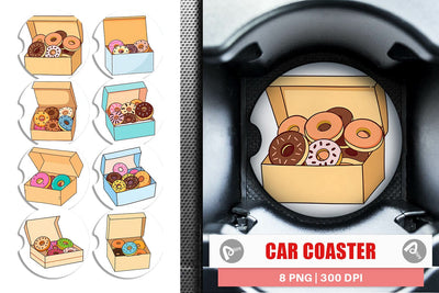 Car Coaster Donut Box Sublimation artnoy 