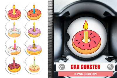 Car Coaster Donut Candle Sublimation artnoy 