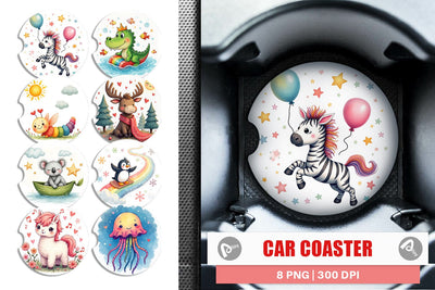 Car Coaster Doodle Dream Animals Sublimation artnoy 