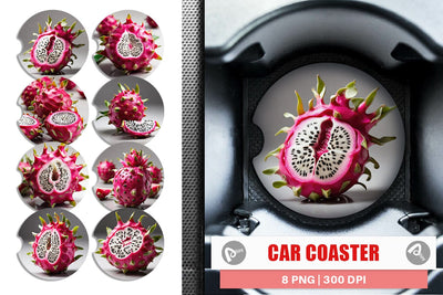 Car Coaster Dragon Fruit Sublimation artnoy 