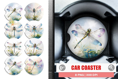 Car Coaster Dragonfly Summer Sublimation artnoy 