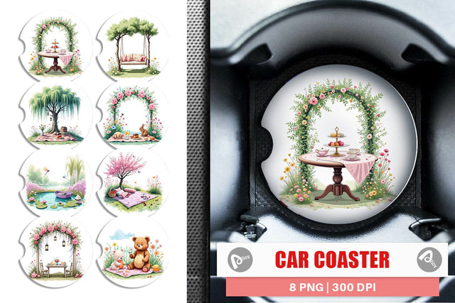 Car Coaster Dreamy Garden Picnic Sublimation artnoy 
