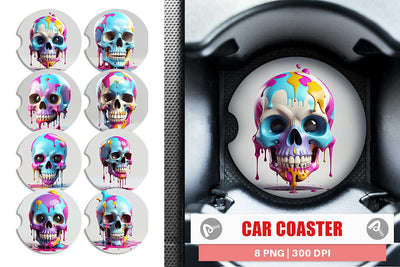 Car Coaster Dripping Skull Sublimation artnoy 