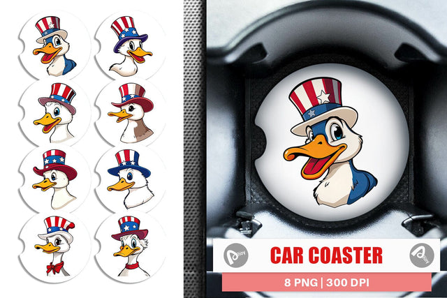 Car Coaster Duck Patriotic Sublimation artnoy 