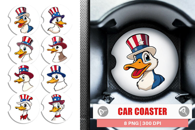 Car Coaster Duck Patriotic Sublimation artnoy 
