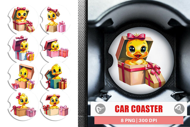 Car Coaster Duckling Gift Sublimation artnoy 