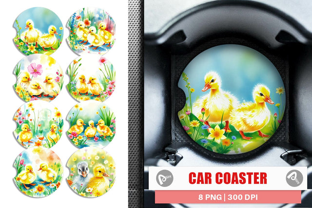 Car Coaster Ducklings in Spring Sublimation artnoy 