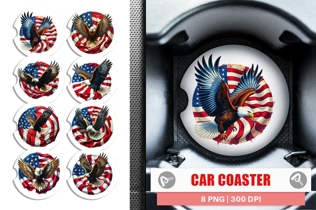 Car Coaster Eagle 4th of July Sublimation artnoy 